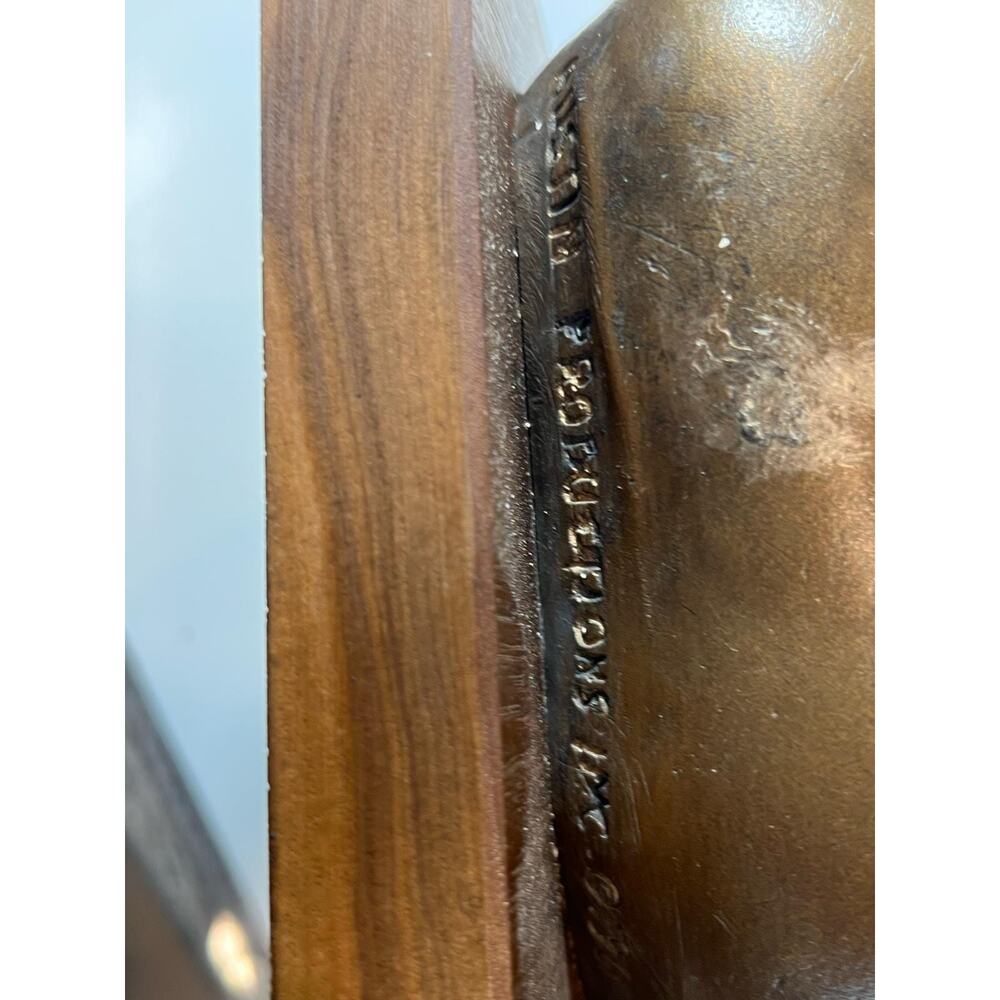 Vintage Bronze Woman Sculpture Holding Child on Wood Base Signed Art Figurine